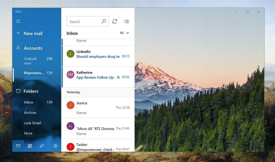 نسخه جدید اپلیکیشن Mail در ویندوز ۱۰ با رابط کاربری فلوئنت بهینه شد.